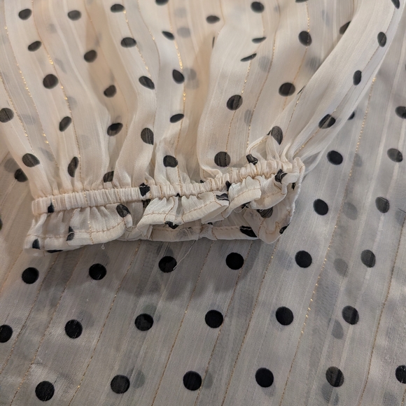 Polka Dot Sheer Blouse - White - Picture 7 of 9